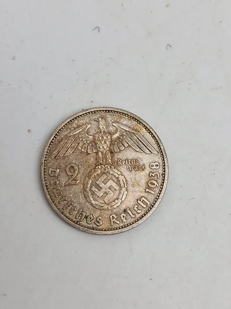 Original tysk 2 Reichmark sølvmønt