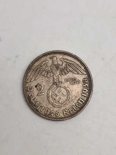 Original tysk 2 Reichmark sølvmønt