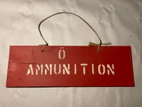 Originalt ammunitions skilt fra 1950’erne