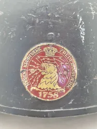 Ekstremt sjælden original sabotage vagts hjelm fra Hærens krudtværk - ww2