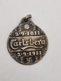 Original Carlsberg medalje fra 1911 - sølv  med hagekors