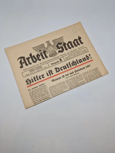 Tidlig tysk avis: Arbeit und staat  - sep 1923 - 2 sektioner