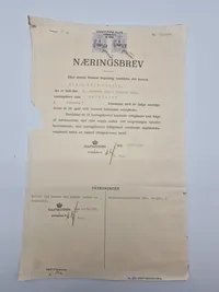 Næringsbrev fra Politimesteren i Nykøbing Falster 1958