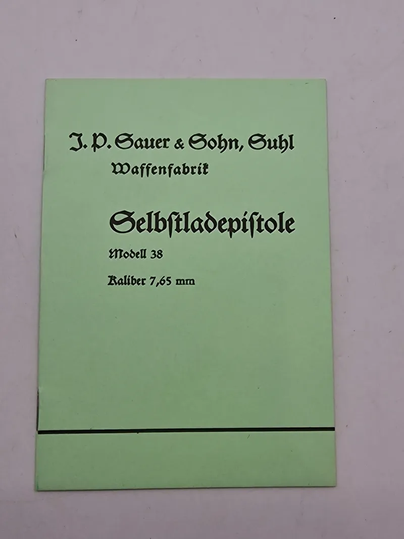 J. P. Sauer & Sohn, Suhl
Waffenfabrik
Selbstladepistole
Modell 38
Raliber 7,65 mm