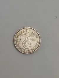 Orignal 2 Reichmark af sølv fra 1938