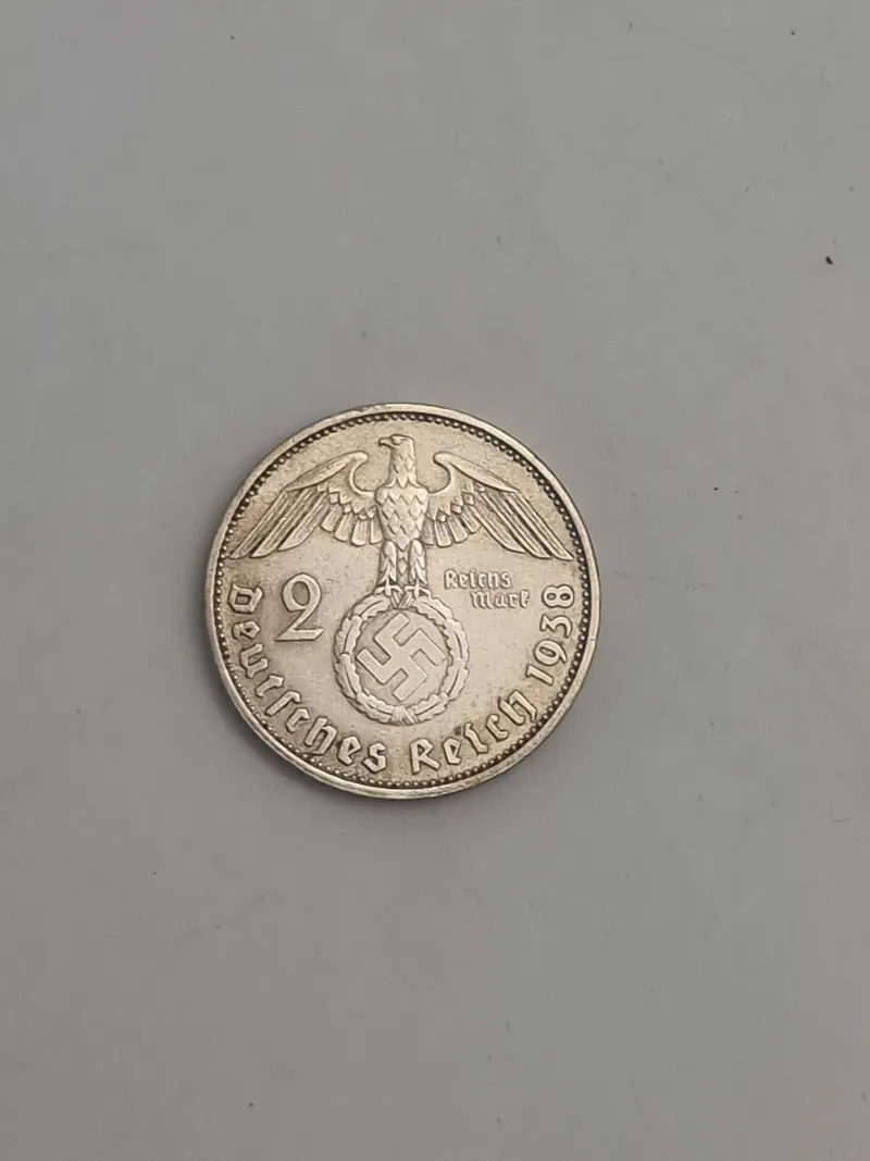 Orignal 2 Reichmark af sølv fra 1938