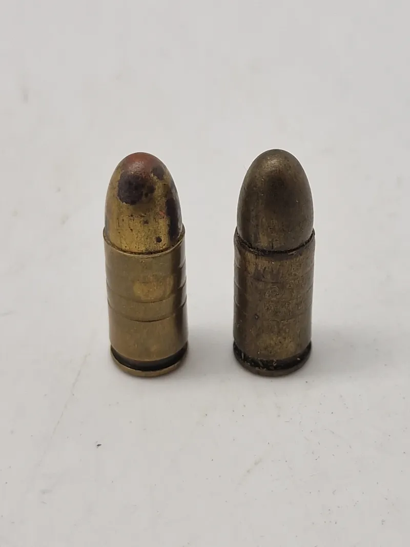Originale eksercerpatroner (9 mm) PJJ kodede, hvilke vil sige at de er lavet under tysk kommando i dk under krigen