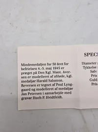 Original sølv mindemønt 1945-1995, 31 gram sølv