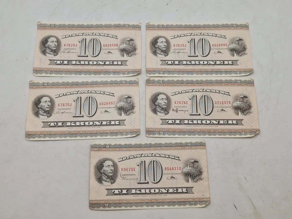 Samling danske 10 krone sedler