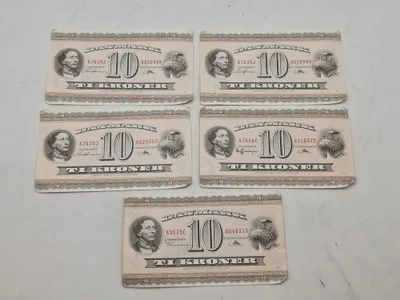 Samling danske 10 krone sedler