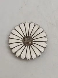 Original marguerit broche - Sterlingsølv og emalje