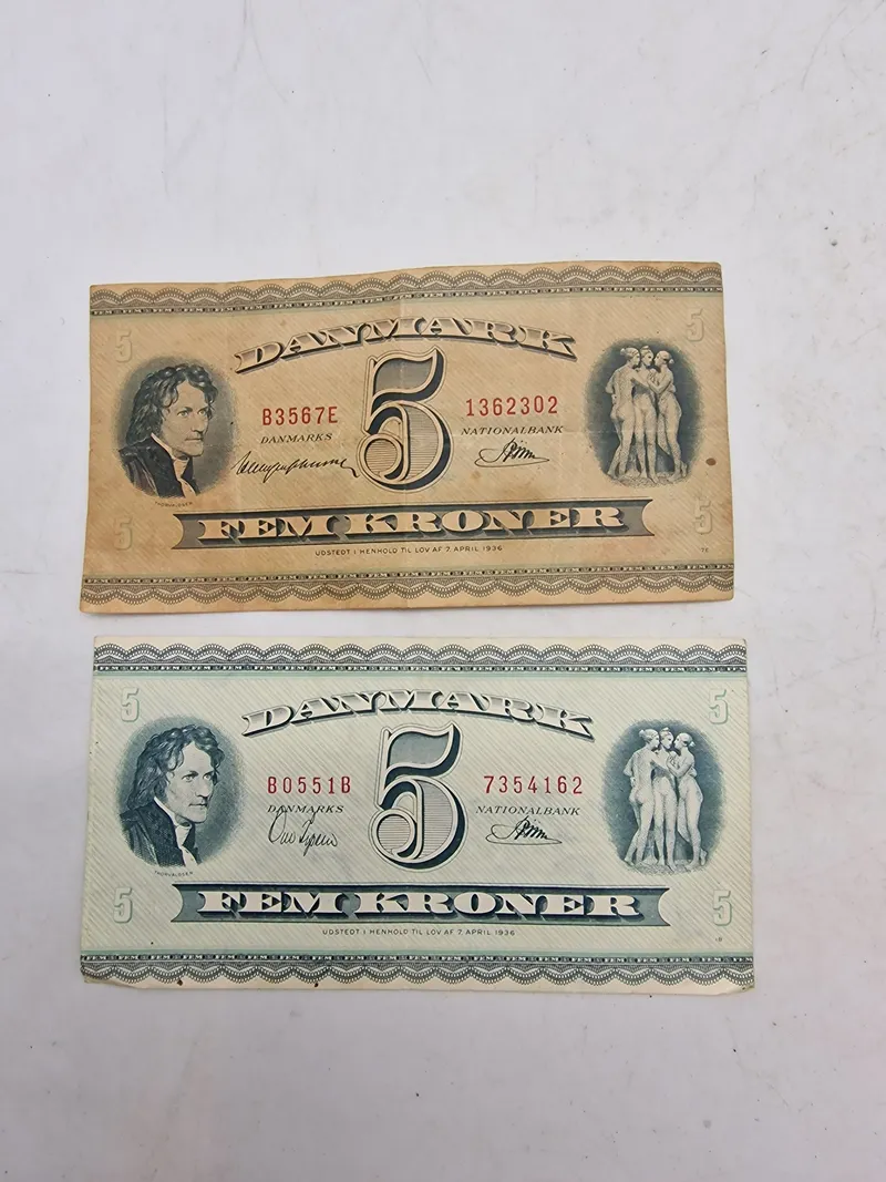 Originale danske 5 krone sedler