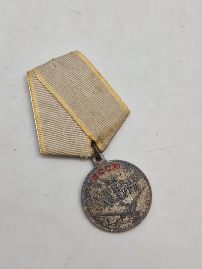 Original Silver Medal For Combat Service Merits For impeccable service Soviet USSR