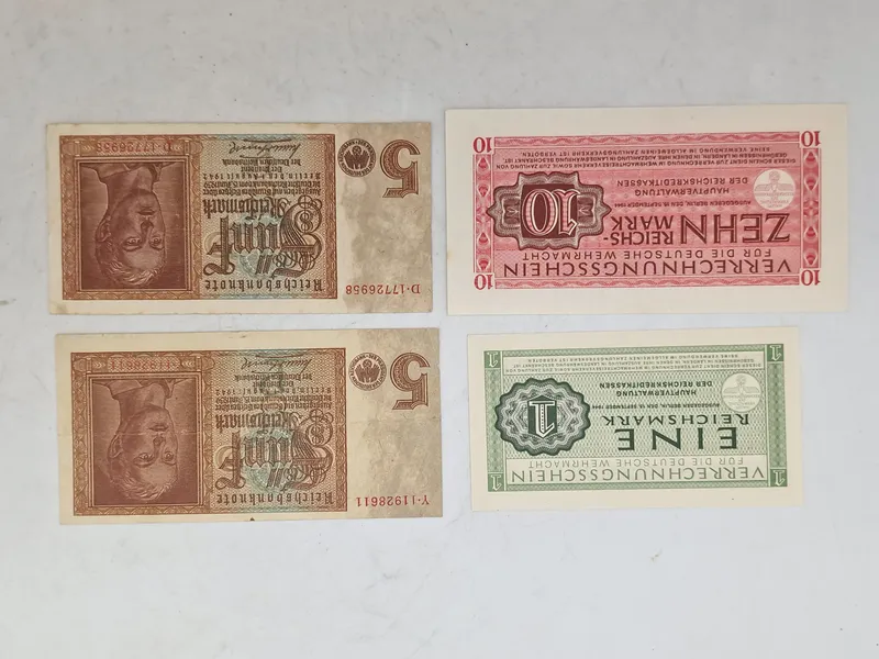 Samling originale tyske pengesedler, Wehrmacht mm.
