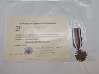 Originalt tysk Hindenburg cross med urkunde - ww1/ww2