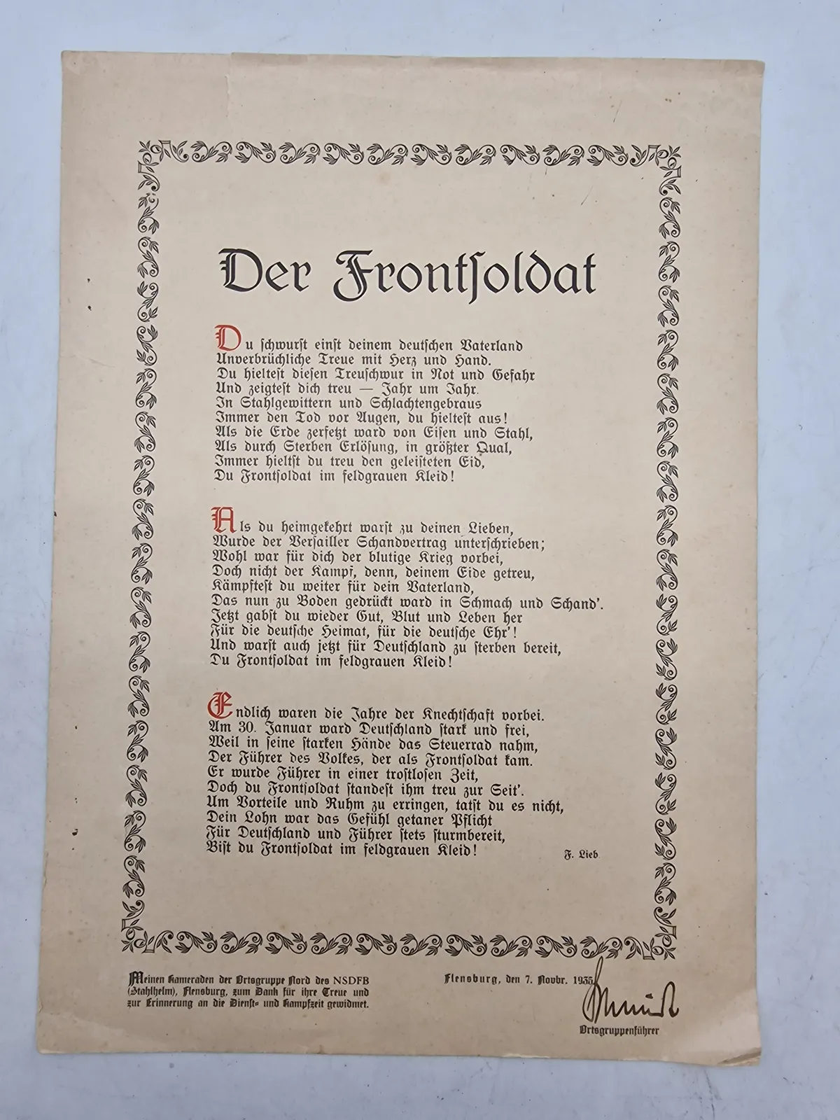 Originalt blad - Der Frontsoldat