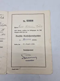 Originalt urkunde for sportsabzeichen - ww2