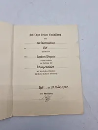 Originalt tysk ww2 urkunde