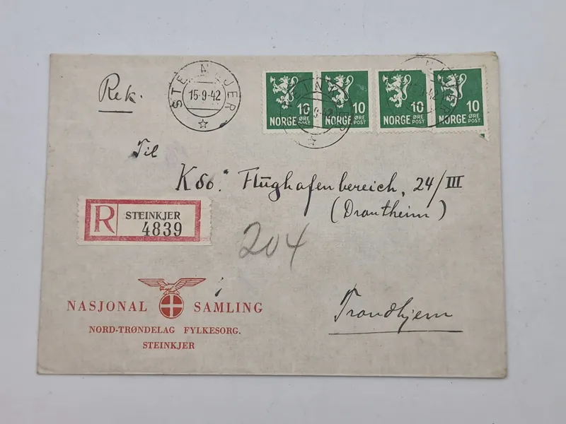 Sjældent originalt brev fra det norske NS (Nasional Samling)