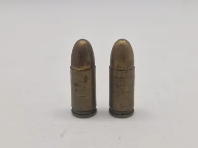 Originale 9 mm eksercerpatroner - PJJ stemplede (lavet under tysk kommando i Danmark)