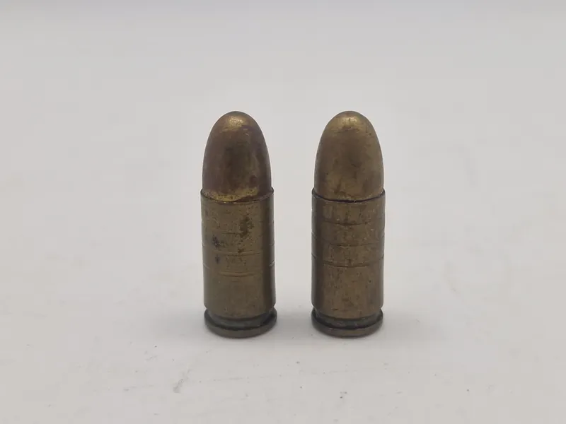 Originale 9 mm eksercerpatroner - PJJ stemplede (lavet under tysk kommando i Danmark)