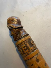 Sjælden original tysk vandrestok fra 1943 - tilhørende en dansker. Bemærk den tyske soldat på toppen