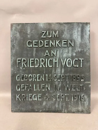 Original Tysk WW1 bronce gravsten