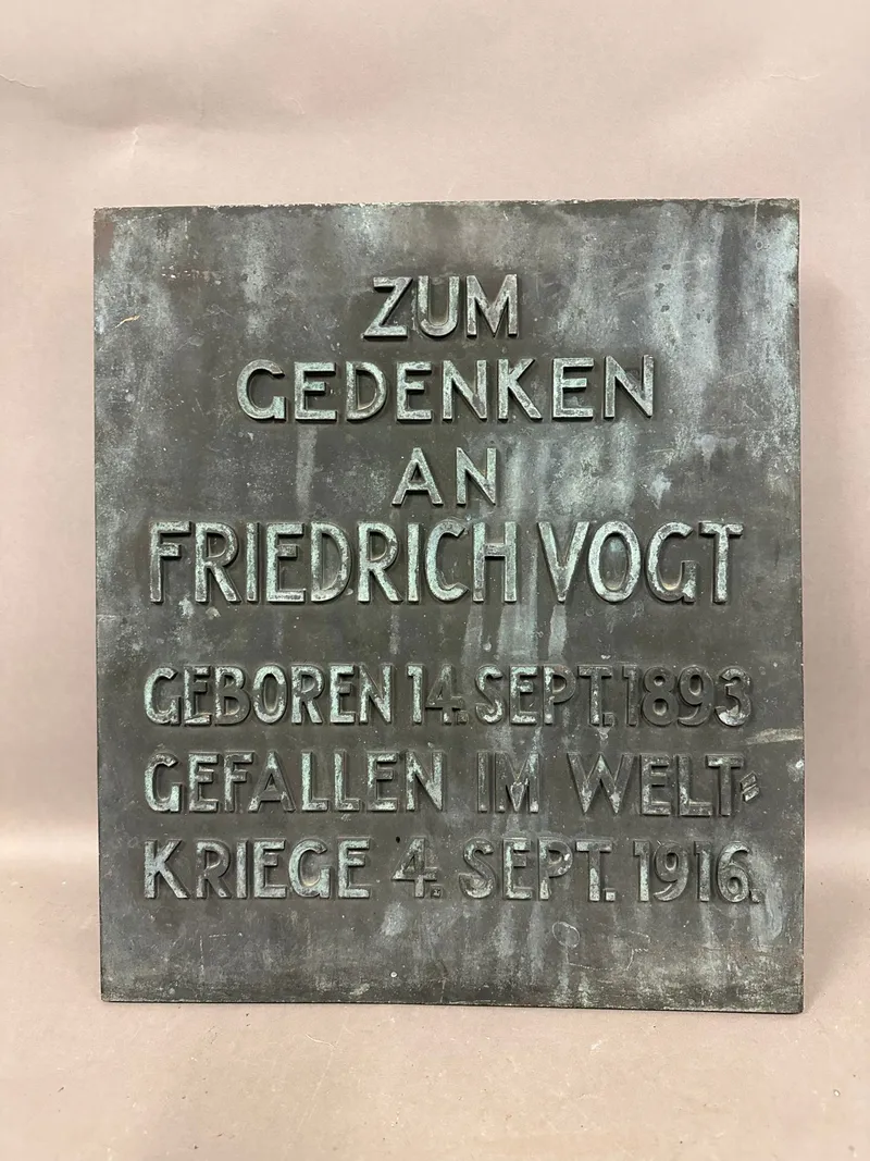 Original Tysk WW1 bronce gravsten