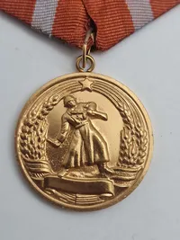 Original sovjetiske militærmedalje "Medaljen for Kampfortjeneste" (russisk: Медаль «За боевые заслуги»)