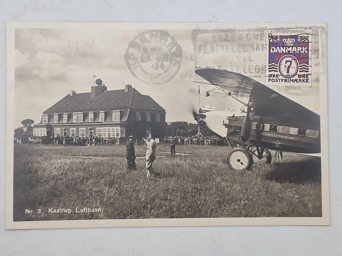 Originalt postkort med motiv fra Kastrup lufthavn 1934
