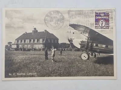 Originalt postkort med motiv fra Kastrup lufthavn 1934