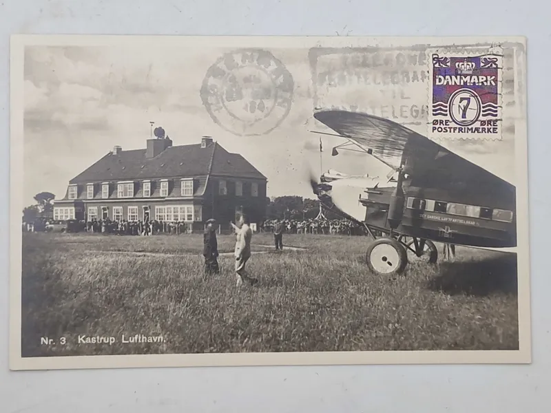Originalt postkort med motiv fra Kastrup lufthavn 1934