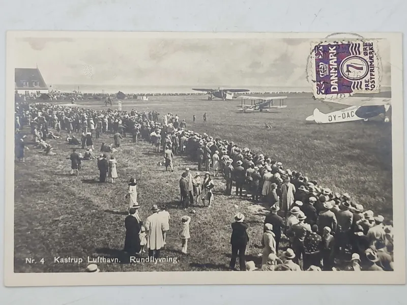 Originalt postkort med motiv fra Kastrup lufthavn 1934