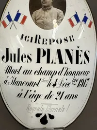 Original Fransk gravsten i emalje WW1