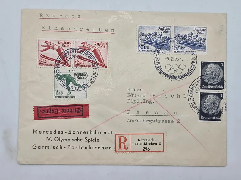 Original tysk  olympiaden 1936 kuvert