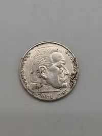 Original 5 Reichmark fra 1938 - sølv