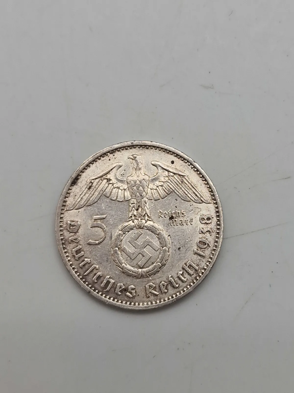 Original 5 Reichmark fra 1938 - sølv