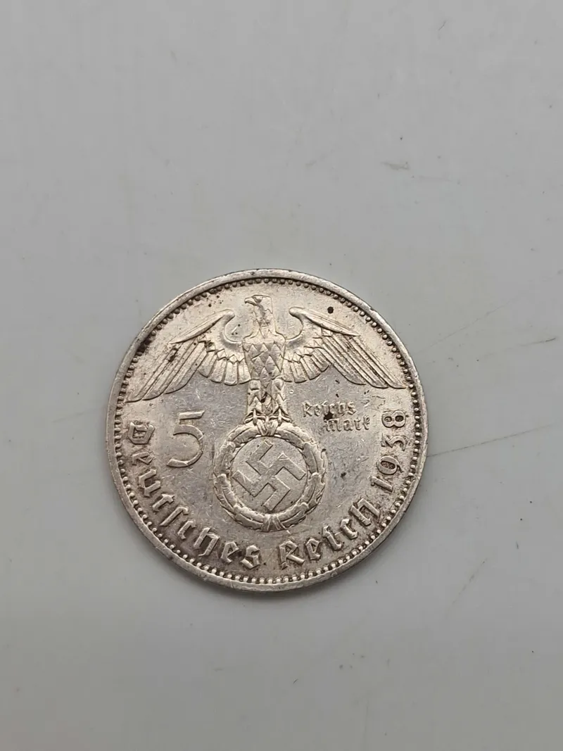 Original 5 Reichmark fra 1938 - sølv