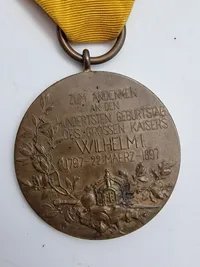 1897 GERMAN STATES PRUSSIA KING WILHELM I 100 Year VINTAGE Antique Medal