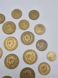 Samling originale danske “gule” mønter