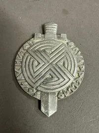 Original Large & Stunning 1936 Gau Appell Sachsen Tinnie in Aluminum with Pinwheel Swastika