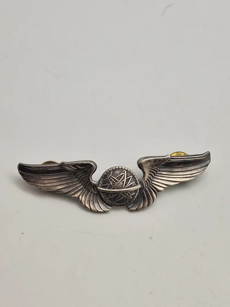 Original WWII US Army Air Corps 3" Navigator Wing - sterlingsølv