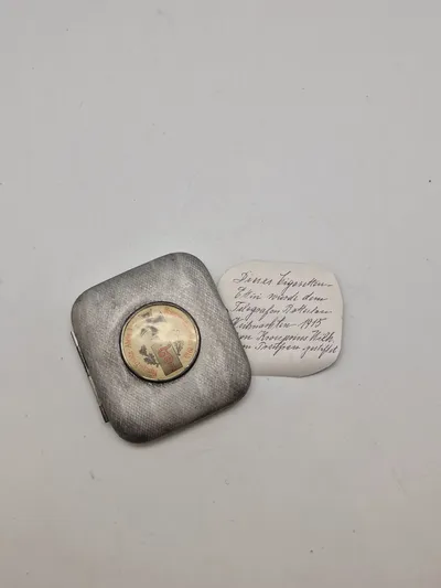Originalt ww1 etui - Fernspr-Ersatz-Abtlg. 3" (Fjernsprogserstatningsafdeling 3) og "Kriegsweihnachten 1915" (Krigsjul 1915)