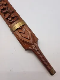 Ornate Indonesian Sword with Hand Carved Wooden Sheath