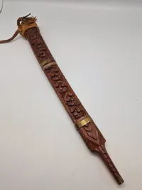 Ornate Indonesian Sword with Hand Carved Wooden Sheath
