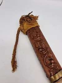 Ornate Indonesian Sword with Hand Carved Wooden Sheath