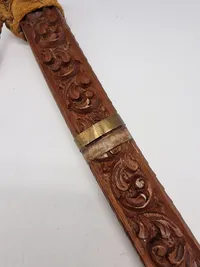 Ornate Indonesian Sword with Hand Carved Wooden Sheath