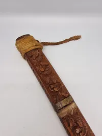 Ornate Indonesian Sword with Hand Carved Wooden Sheath