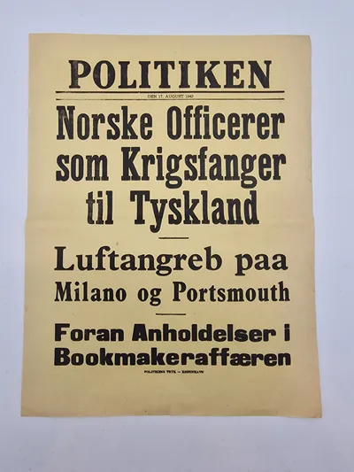 Original spiseseddel fra ww2 - Politikken