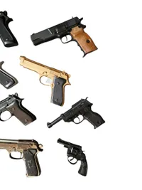 Samling attrap pistoler i fuld størrelse